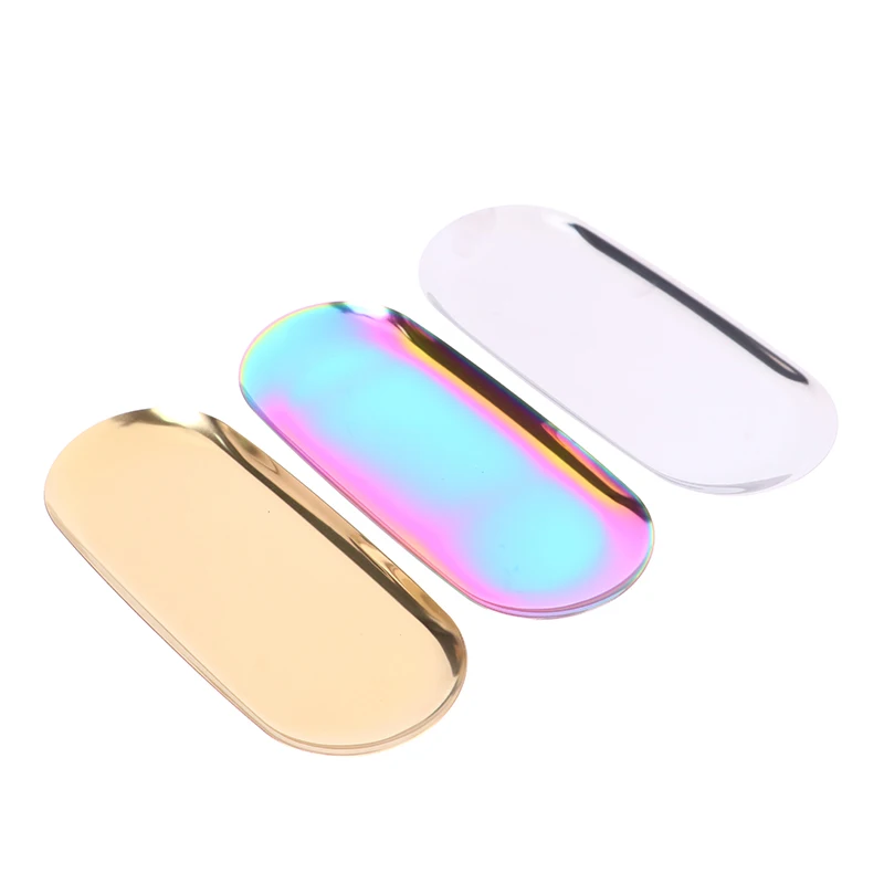 1PC Stainless Steel Nordic Gold Oval Plates Jewelry Storage Serving Tray Platter Snack Home Organizer Metal Plate | Дом и сад