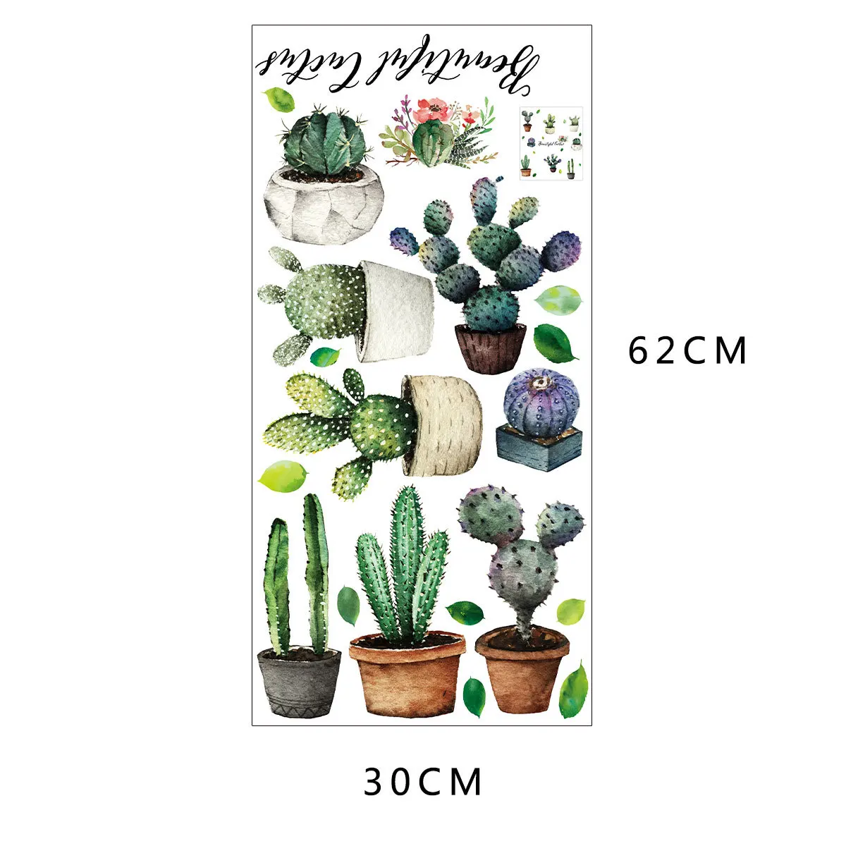 

Cactus Potted Creative Wall Stickers Personalized Bedroom Restaurant Kitchen Wardrobe Home Decoration Stickers