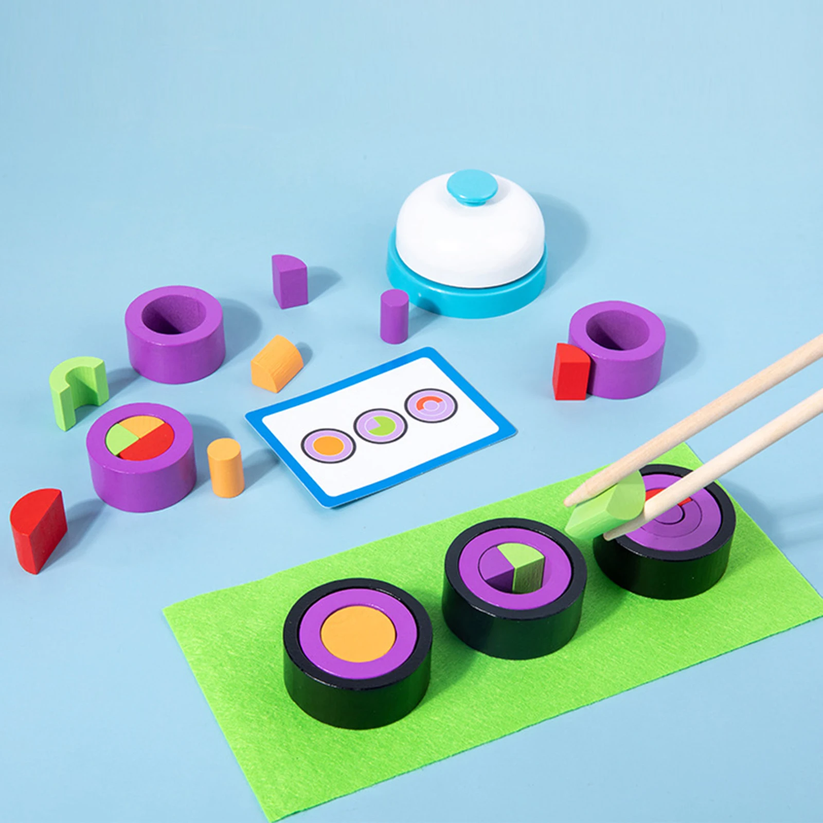 

Children Wood Pretend Play Food Toy Color Shape Kitchen Toys Sushi Matching