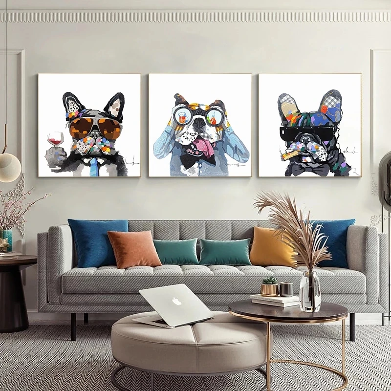 Картины на холсте с рисунком животных бульдогов | Дом и сад