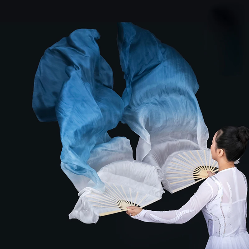 Фото 18 Цвета сценический танец вентиляторы 100% Шелковые Вуали Цветной 180 см Для женщин