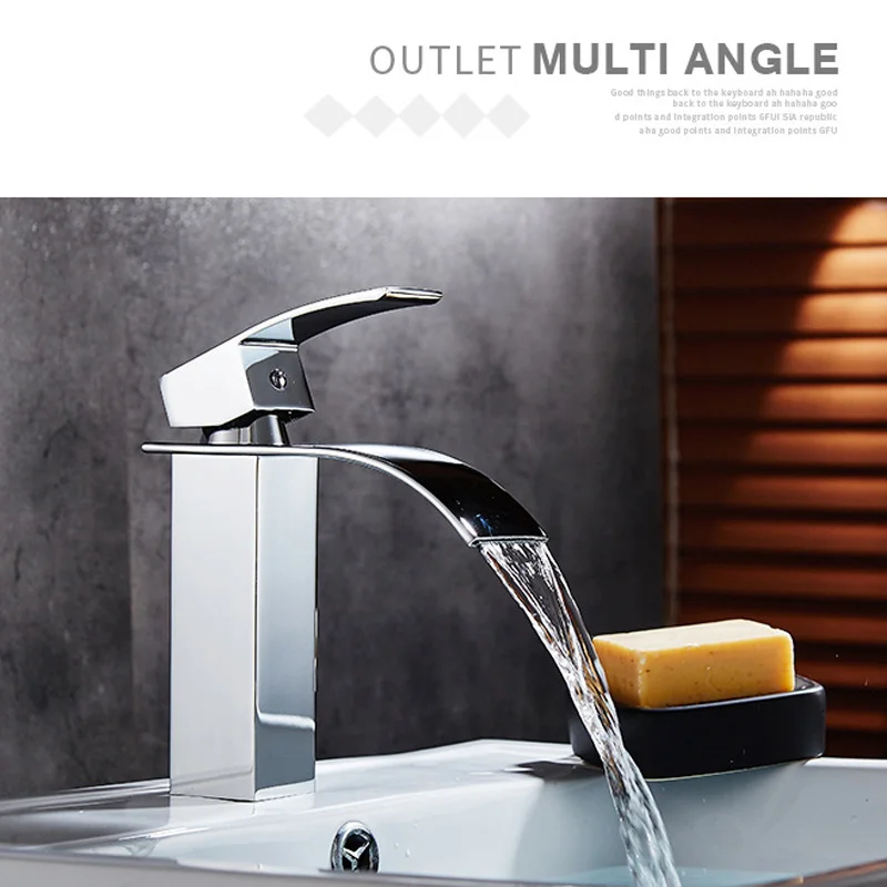 Смеситель с одним отверстием для горячей и холодной раковины креативный водопад