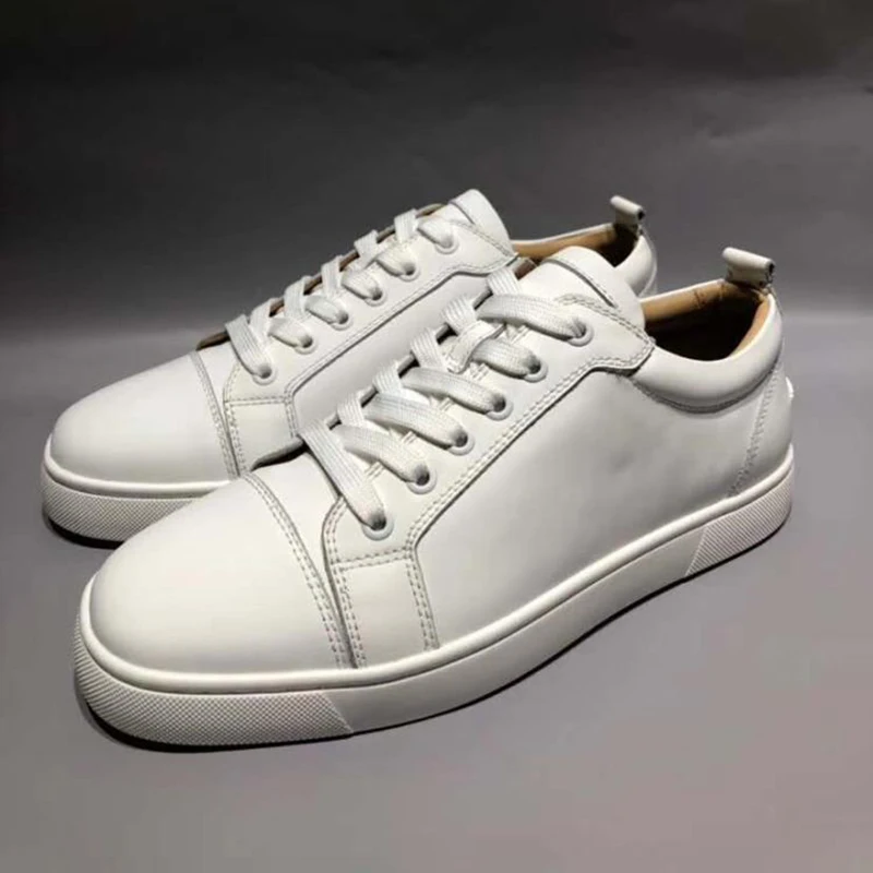 

High-quality 2021 Spring autumn new leather flat-bottom lace-up Women's low-cut European American trend couple small white Shoes