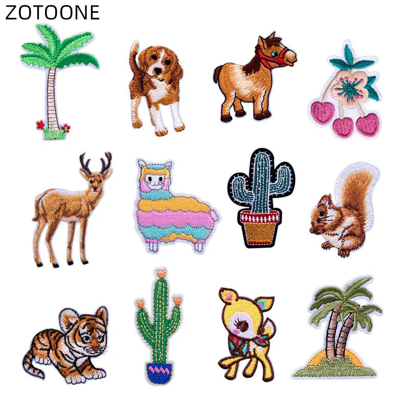

ZOTOONE Iron on Aniaml Patches Sew on Patch for Clothing Jeans DIY Stripes Badge for Kids Tiger Deer Stickers Clothes Applique G