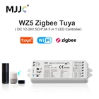 Контроллер светодиодной ленты MJJC Zigbee RGBCCT, 12 В, 24 В постоянного тока, Wi-Fi, RF, 2,4 ГГц, 5 в 1, RGB, CCT драйвер, работает с Amazon Alexa Echo WZ5