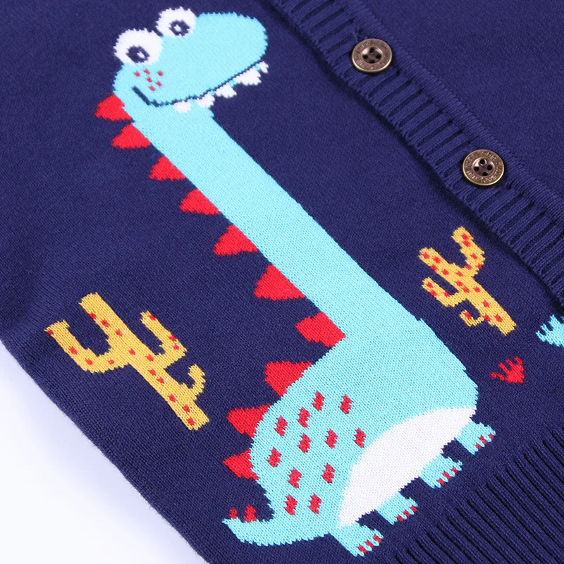 Детский однобортный Кардиган с V образным вырезом мультяшным динозавром|Свитера|