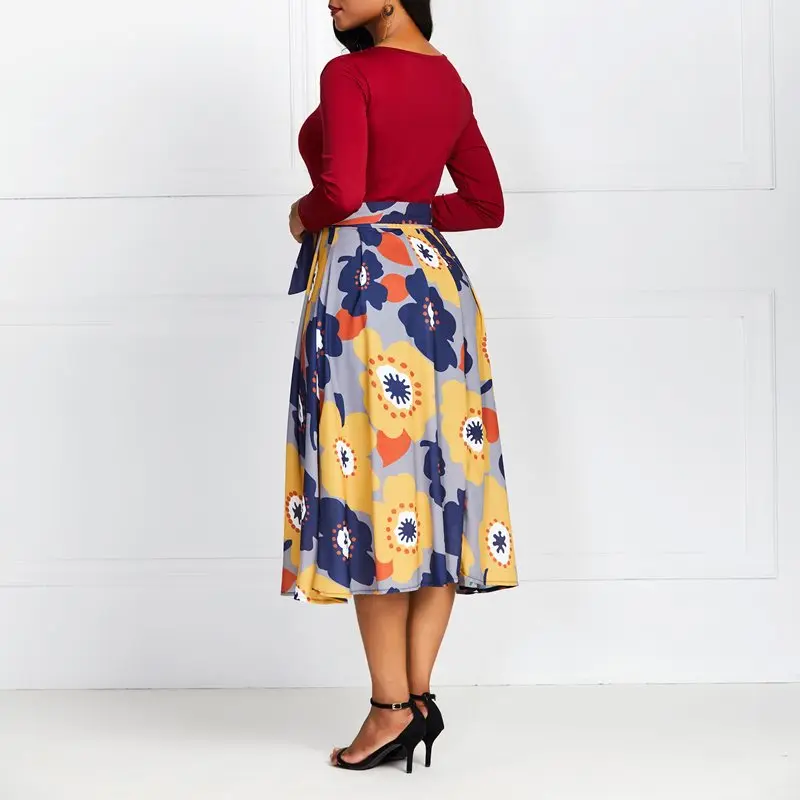 Винтажные красные африканские платья для женщин элегантные сексуальные женские