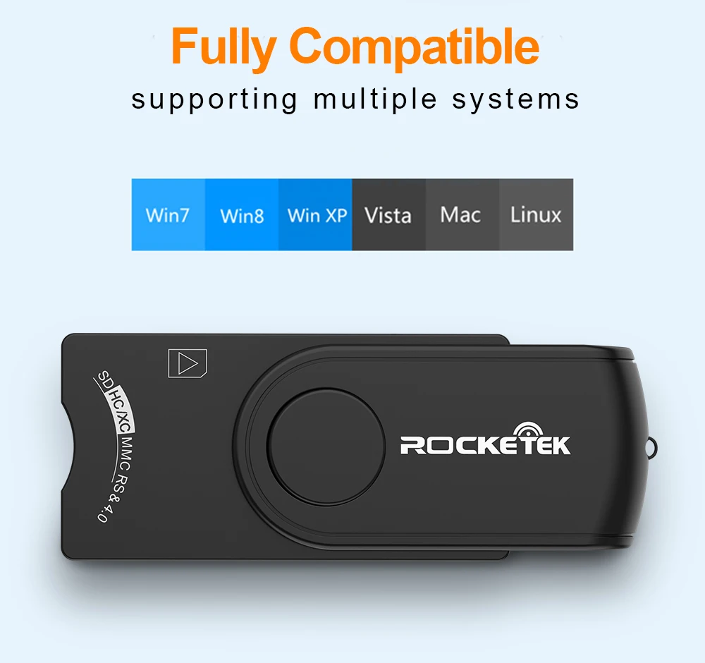 Rocketek USB 3,0 2,0 мульти смарт-кард-ридер SD/TF micro SD память, ID, банковские карты, sim cloner разъем адаптера компьютера ПК