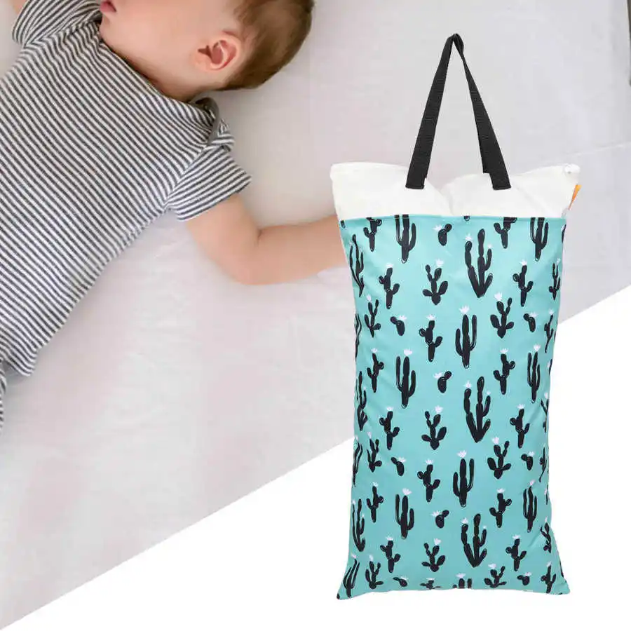 Wet Dry Bag With Two Zippered Baby Diaper Print Reusable Nappy Waterproof Washable 40 x 70cm | Мать и ребенок