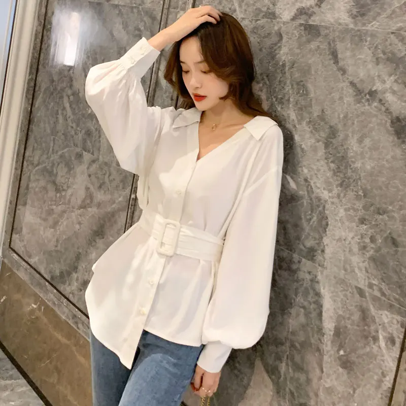Блузка женская мода 2020 рубашка одежда корейский стиль средней длины Топ Осень