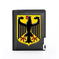 classic german coat of arms printing mens wallet leather purse for male credit card holder short slim bifold wallet pocket