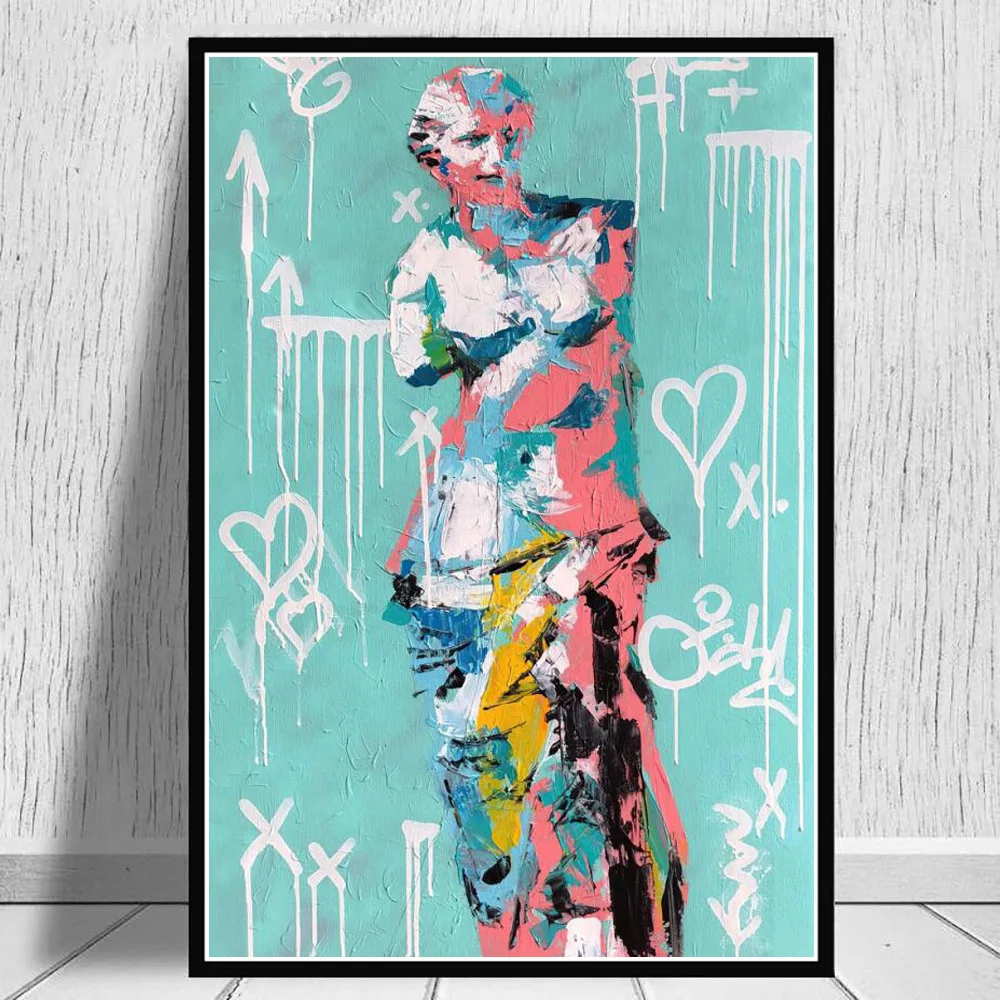 

Abstract Venus Graffiti Sculpture Art Prints Painting On The Statue Canvas Wall Poster Picture For Living Room Nordic Decoration