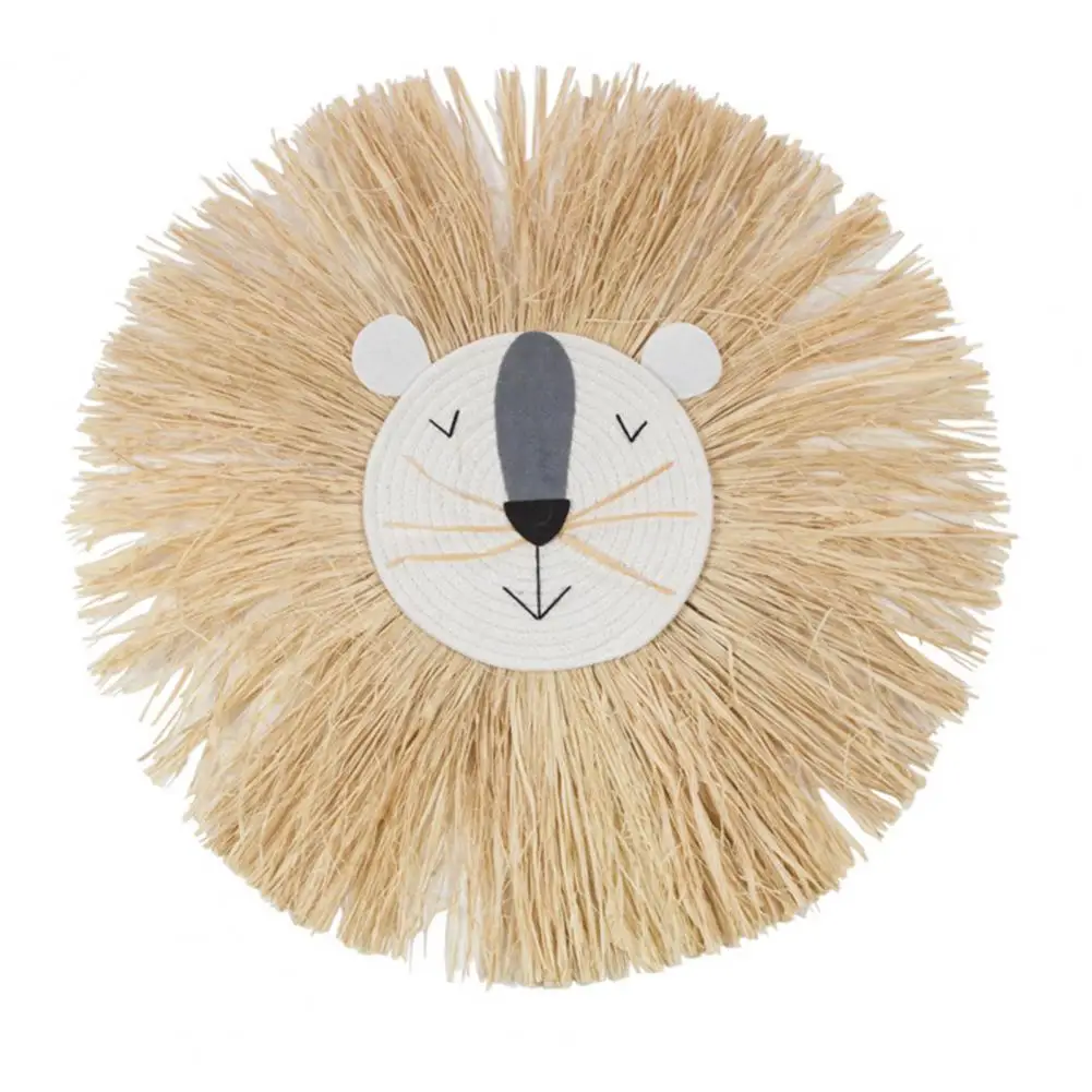 

Hanging Decor Cute Hand-Woven Exquisite Lion Tiger Straw Wall Decoration for Baby Room