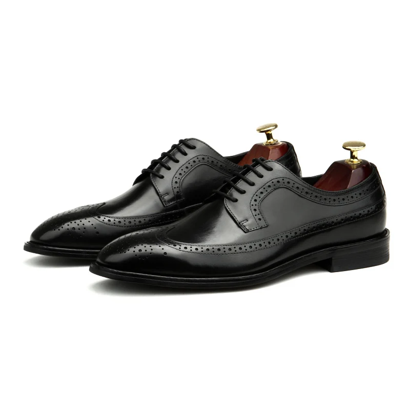 

Large Size EUR46 Black / Coffee Mens Dress Shoes Genuine Leather Oxfords Social Shoes
