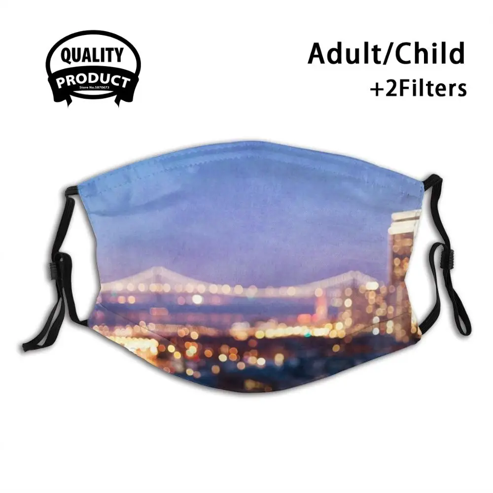 

Bay Bridge Glow - San Francisco Face Mask Anti Dust Filter Men Women Kids Girl Boy Teens Mouth Masks San Francisco Oakland Bay