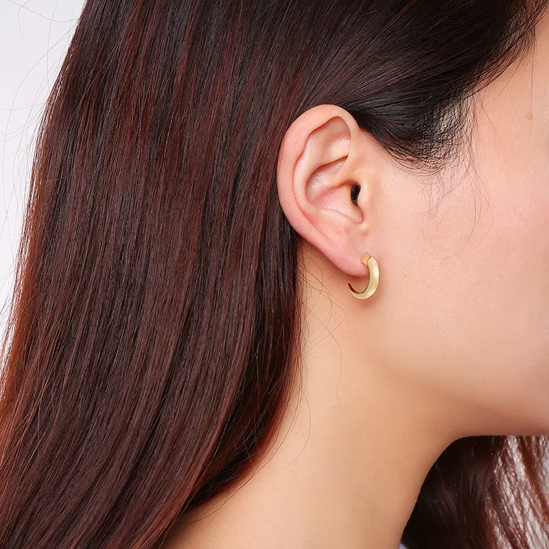 

2020 New Pairs Gold Filled Brass Stud Earrings Women Half Circle Hugger Hoops Ears Accessories Fashion Girls Gifts needle