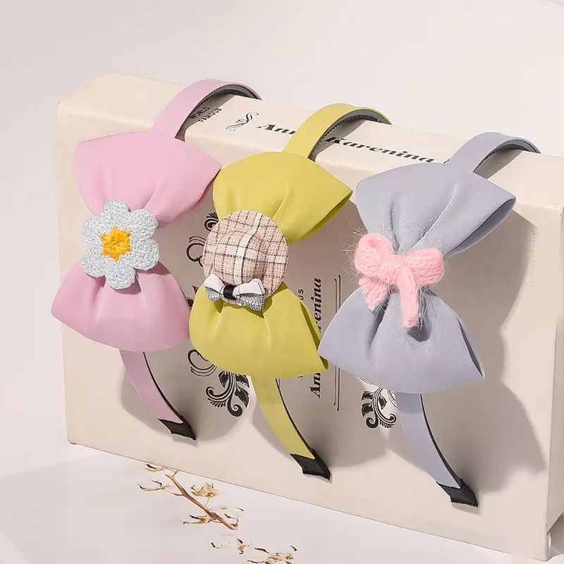 Ободок для волос с бантом девочек нескользящий обруч зубцами мультяшный