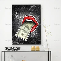 hd print poster modular pictures canvas painting art red lips dollar tongue wall art officefor living room home decor frame