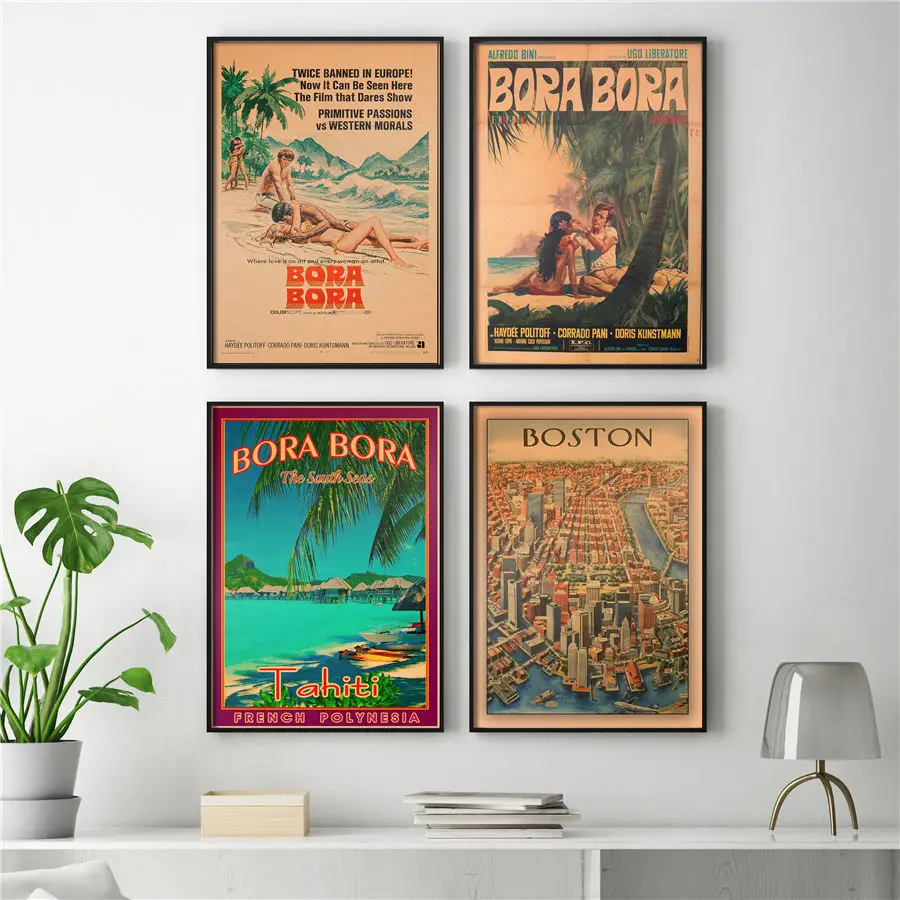 Классический городской дорожный постер летняя ретро ручная работа крафт бумага