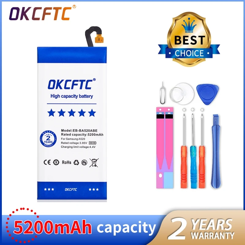 

OKCFTC 5200mAh EB-BA520ABE Battery for Samsung A5 2017 A520 SM-A520F SM-A520F/DS SM-A520K SM-A520L SM-A520S
