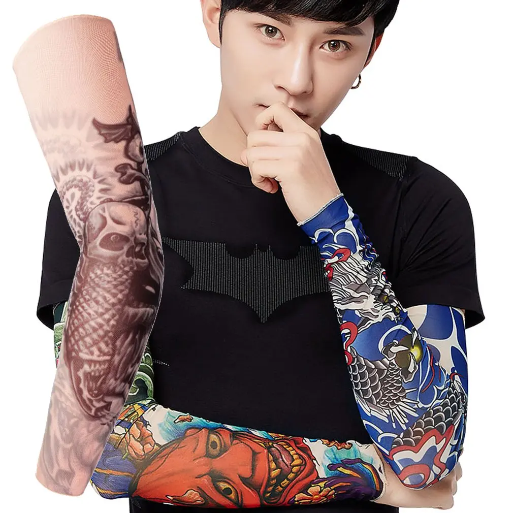 Тату Цветок на руку мужские Бесшовные женские летние солнцезащитные Перчатки