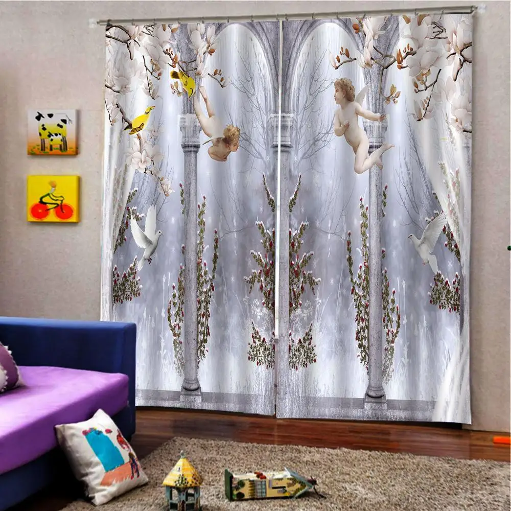Roman 3D Curtain Luxury Blackout Window Living Room angel curtains | Дом и сад