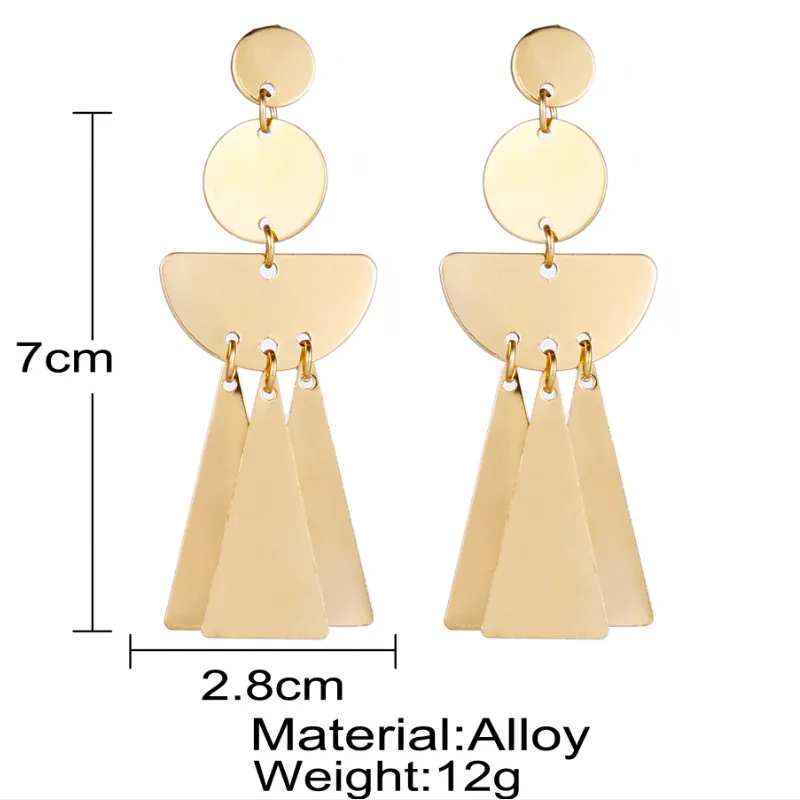 

Triangular Metal Disc Fan-shaped Tassel Earrings for Women