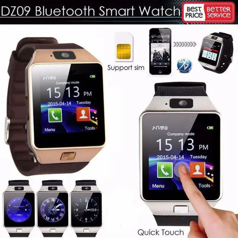 Умные часы DZ09 с Bluetooth Смарт камерой водонепроницаемые Телефон Mate для Android Samsung iPhone