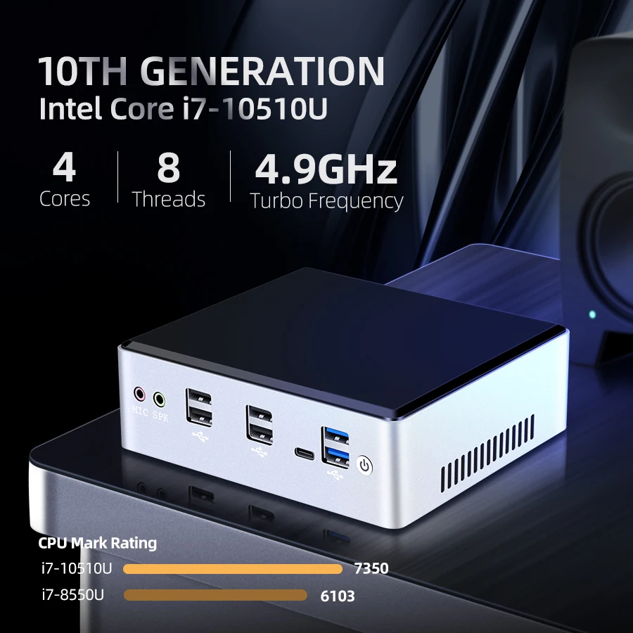 Мини ПК Intel Core i7 10510U DDR4 RAM M.2 SSD NVMe WiFi 4K UHD HDMI DP 8 * USB Type C 2x Gigabit Ethernet Windows 10 Linux|Мини ПК| |