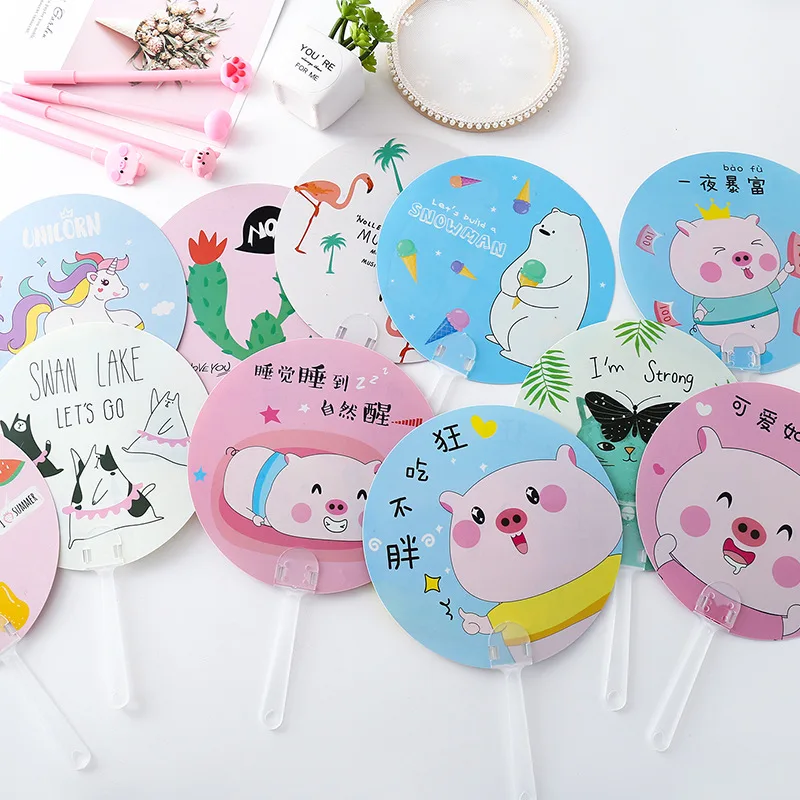 1 шт. портативный милый мультяшный веер круглый Единорог Леопард кактус