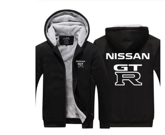 Зимние теплые толстовки новые мужские с длинным рукавом Nissan GTR Толстовка