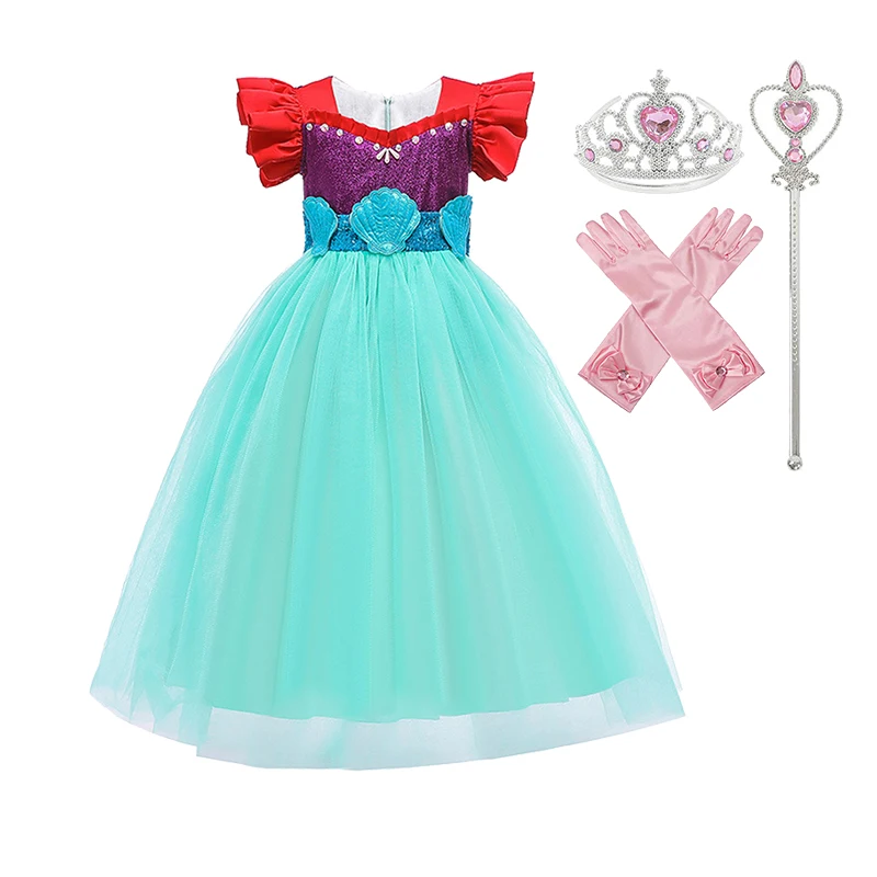 

Blue Girls Dress Little Mermaid Cosplay Costumes Kids Mermaid Costume Sets Party Girl Dress Up Costumes Kids Clothes Gift