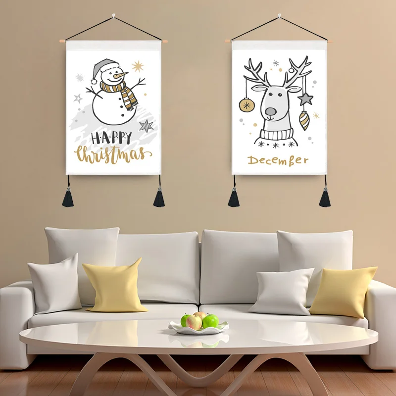 

Amazon new Christmas printing home cartoon santa claus decorative tapestry background wall hanging picture manufacturer direct s