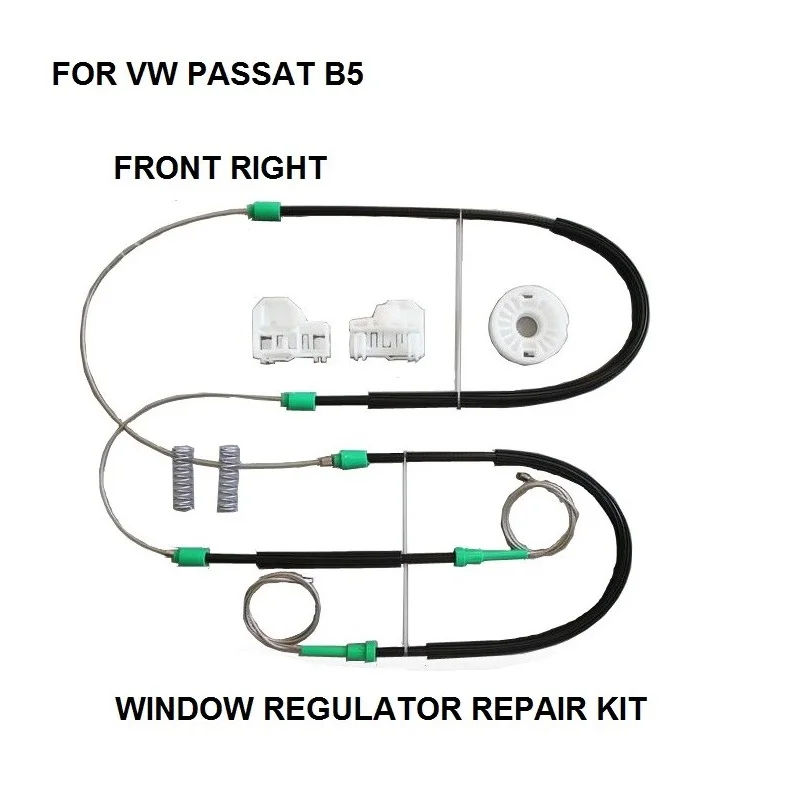 

FOR VOLKSWAGEN VW PASSAT B5 WINDOW REGULATOR REPAIR KIT CABLES AND CLIPS FRONT RIGHT 1996 to 2005 3B1837462