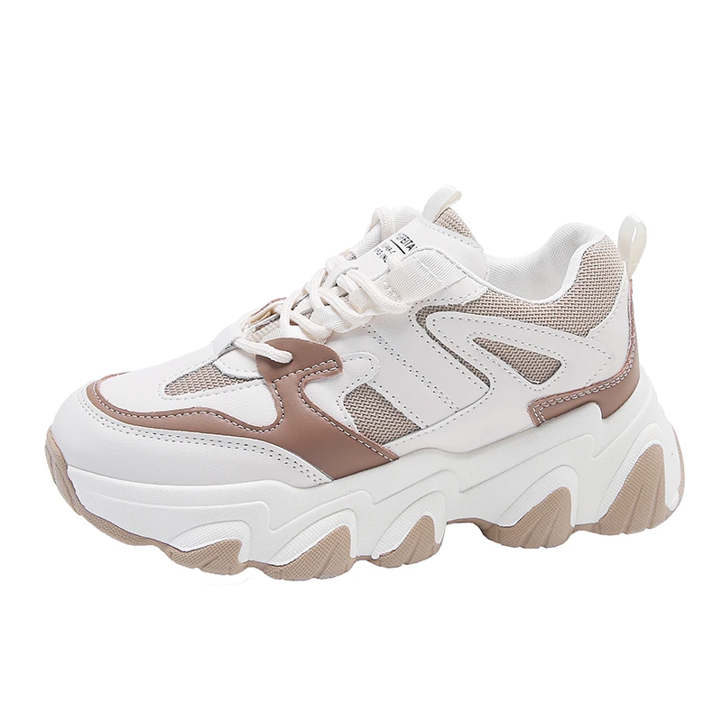 

Travel Shoes Women 2022 Spring New Platform Sneaker Woman Fashion Round Toe Lace Up Running Sneakers Casual PU Sport Shoes