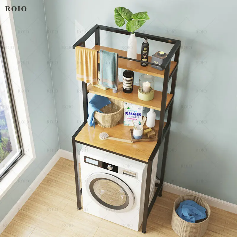 wooden rack wash machine rack bathroom toilet cabinet shelving kitchen sundries rack bathroom space saver shelf organizer holder free global shipping