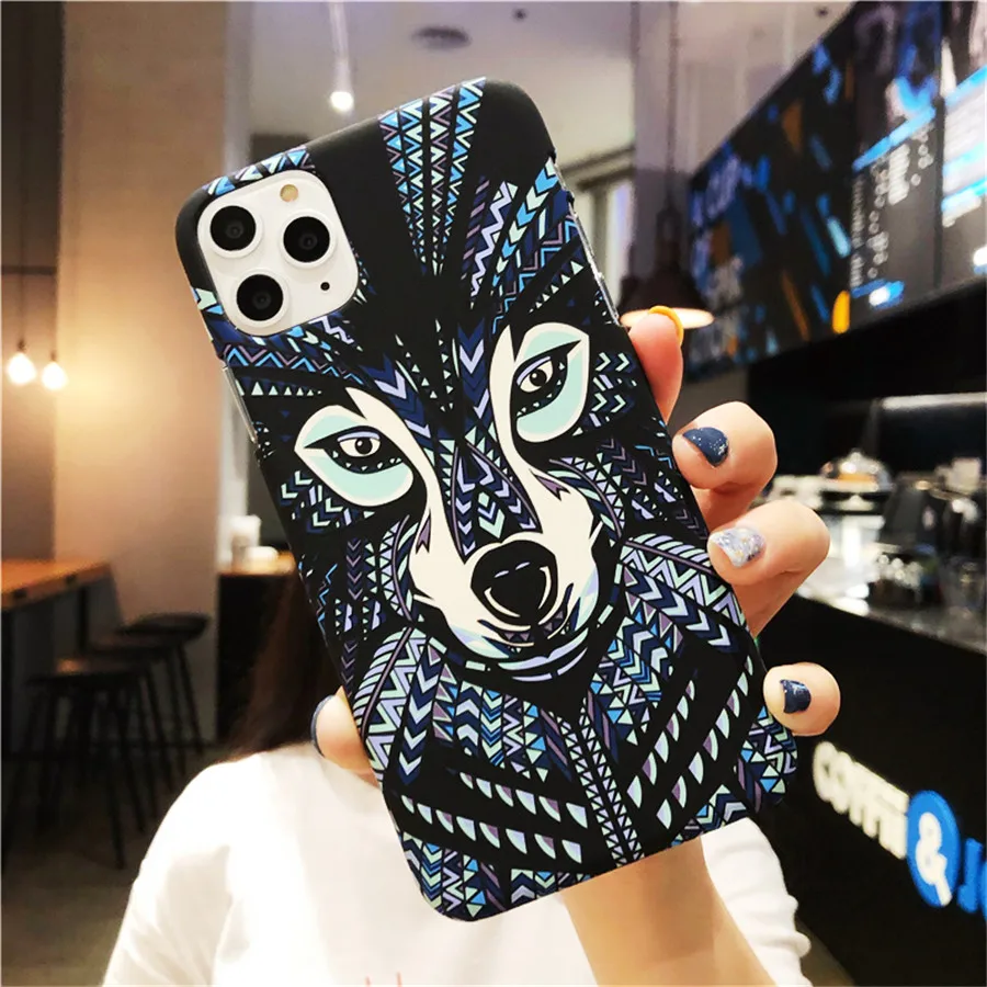 Blue Wolf Светящийся чехол с животными для iPhone 11 Pro Max XR XS Max 6 6S 7 8 Plus X Тигр Волк слон ночной светящийся силиконовый мягкий ТПУ чехол для телефона - Цвет: Blue Wolf