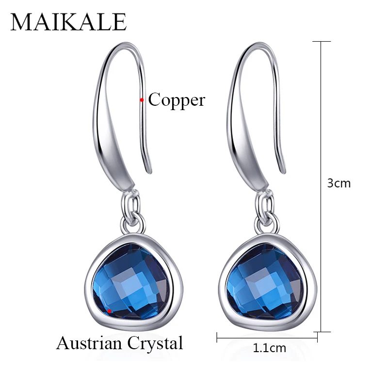 Женские Висячие серьги MAIKALE простые синие и зеленые подвески с австрийским