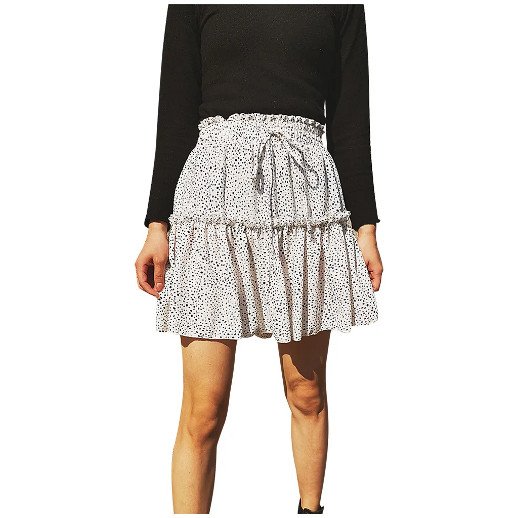 Женская Повседневная юбка в горошек богемная женская шифоновая плиссированная