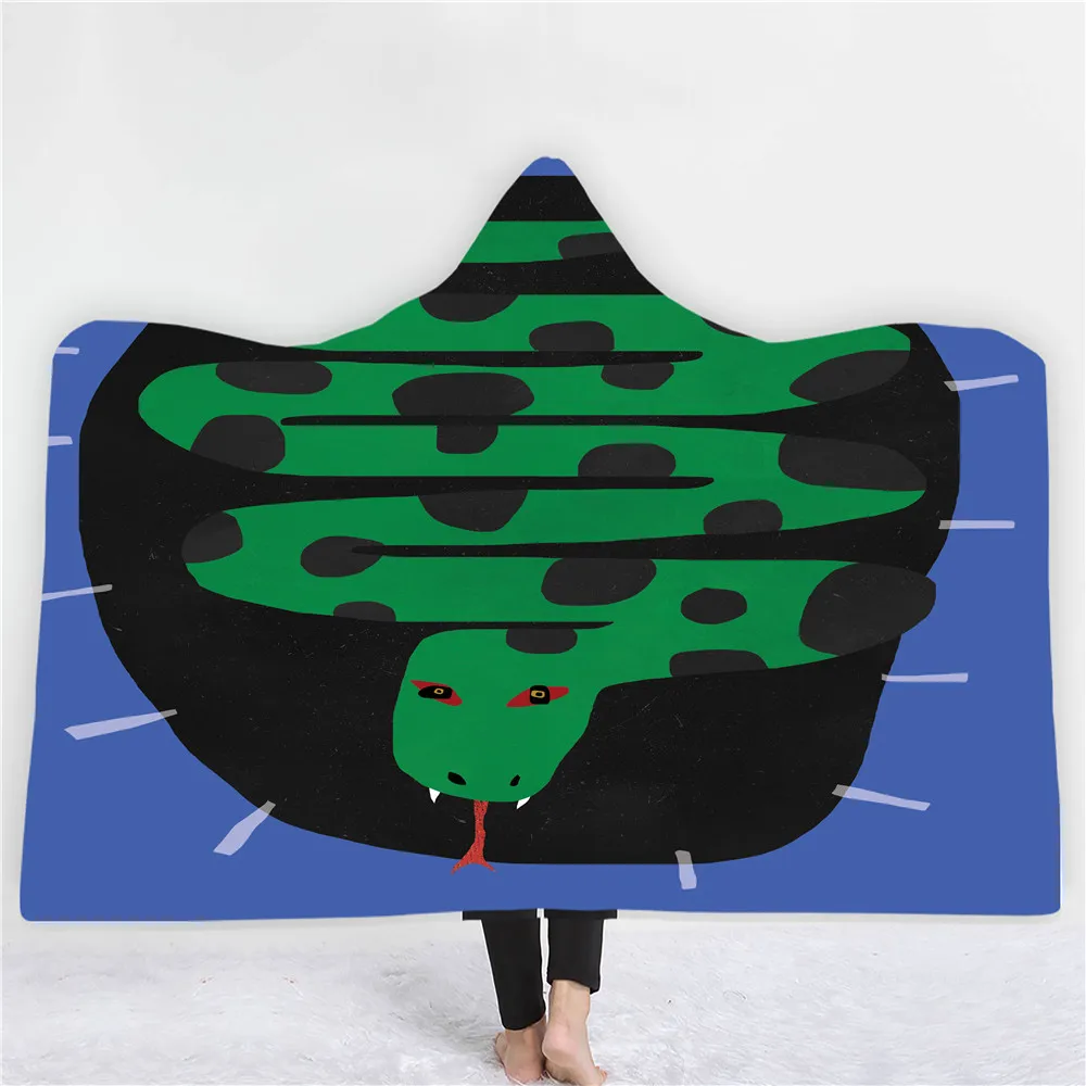 Одеяло с капюшоном и принтом животных ручная роспись мультяшный тигр корова змея