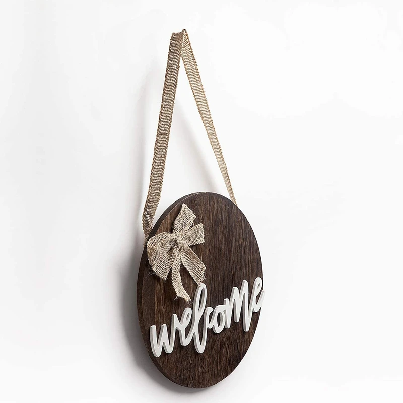 

Welcome Sign Rustic Front Door Decor Round Wood Hanging Sign Farmhouse Porch Decorations for Home Thanksgiving Christmas