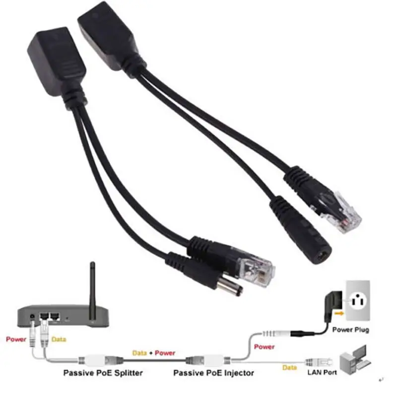 1 пара кабель адаптер POE RJ45 разветвитель для инжектора экранированная лента