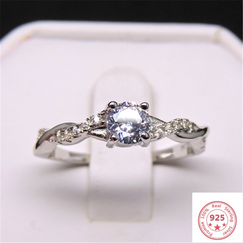 925 стерлингового серебра обручальное кольцо с бриллиантом для Для женщин