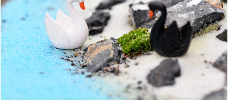 10 шт. черно-белые перья Лебедь микро ландшафтное украшение растение орменты в