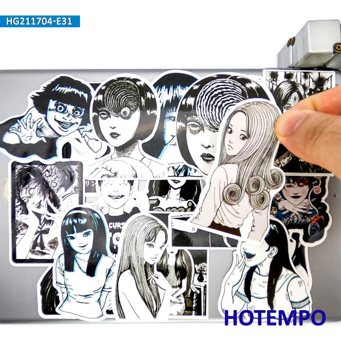 

30pcs Terror Anime Junji Itou Kawakami Tomie Spiral Mixed Stickers Pack for Phone Laptop Luggage Skateboard Horror Manga Sticker