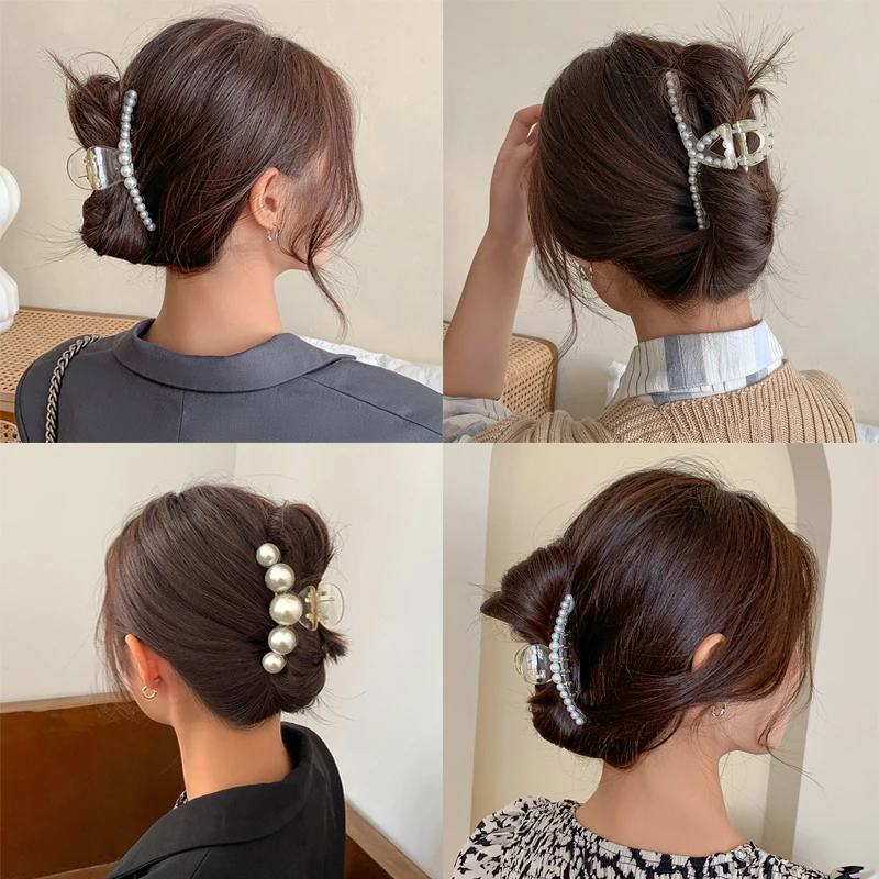 

Большие Жемчужины, акриловые заколки для волос, большой размер, макияж, заколка для укладки волос для женщин, большой размер, заколка-краб, а...