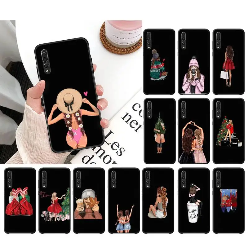 

fashion girl Phone Case Soft Silicone Case For Huawei P20 P30 P40 lite Pro P Smart 2019 Mate 10 20 Lite Pro Capa