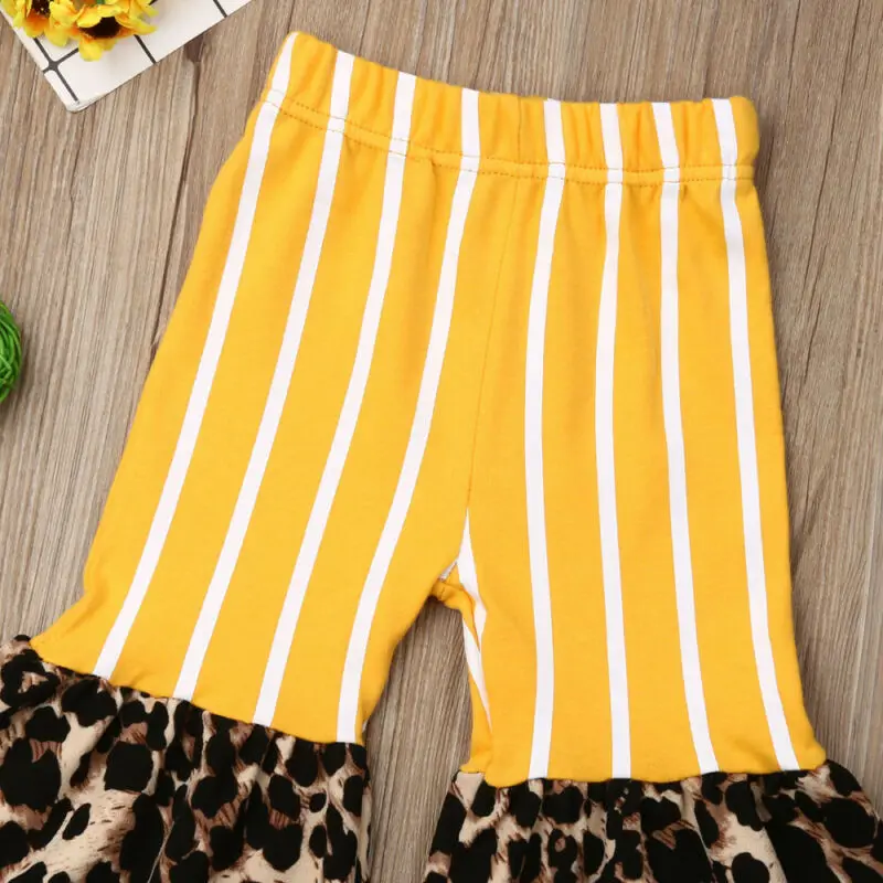 От 1 до 6 лет для маленьких девочек Брюки клеш Одежда в полоску Леопардовые