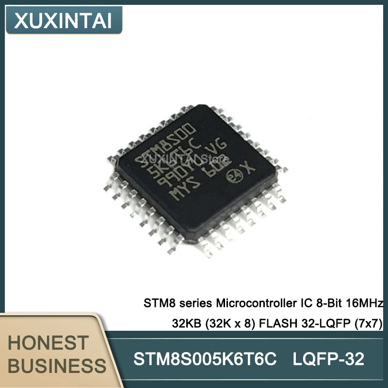 

10Pcs/Lot STM8S005K6T6C STM8S005 STM8 series Microcontroller IC 8-Bit 16MHz 32KB (32K x 8) FLASH 32-LQFP (7x7)