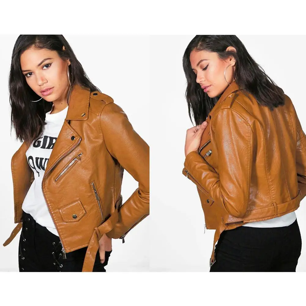 

2017 Fashion Small Leather Clothing Ma'am Short Fund Autumn And Winter Leather Jacket Edition Lapel Loose Coat